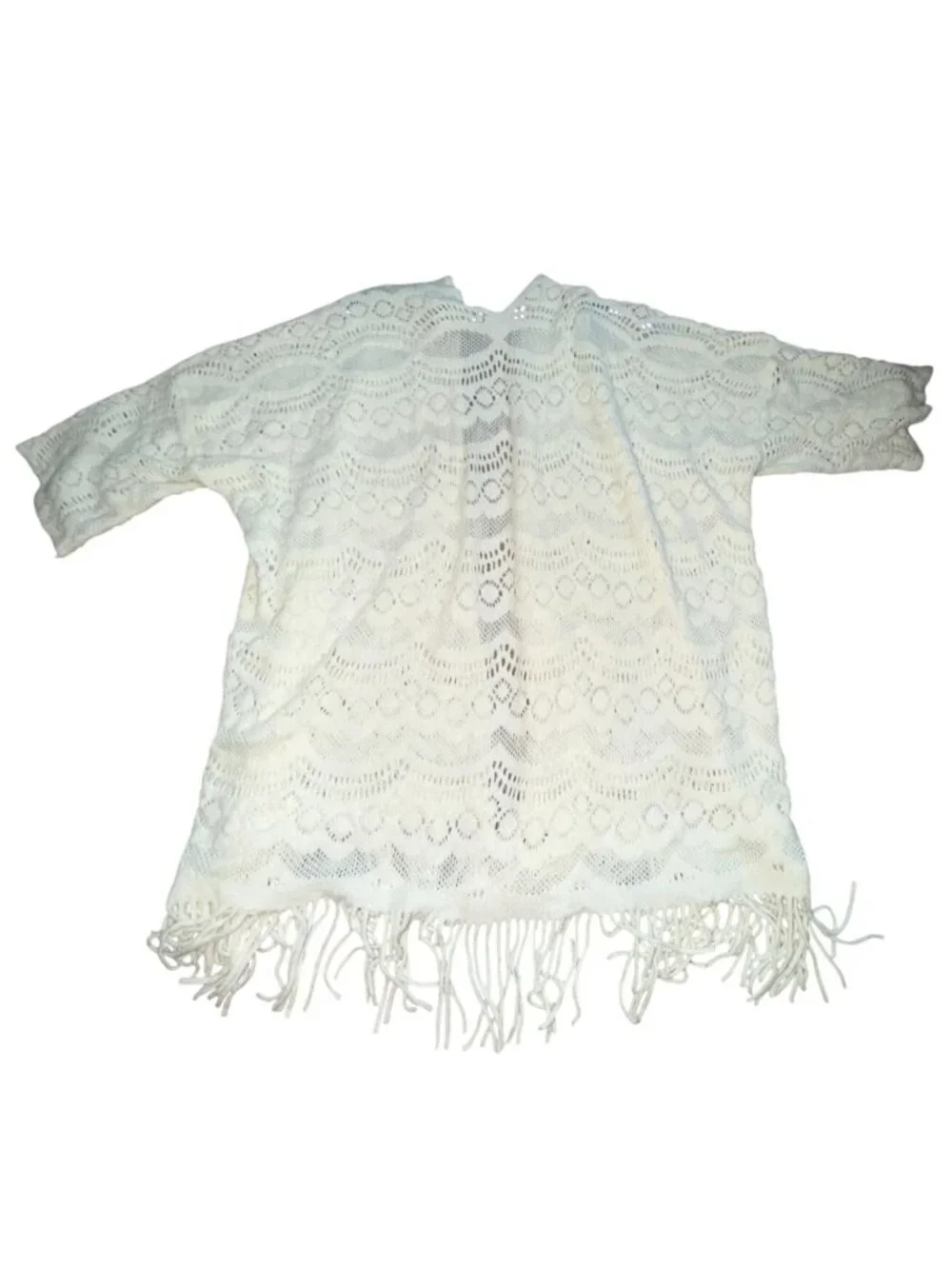 Lildy Womens Knit Kimono Cardigan-Cream-Size S/M-GUC